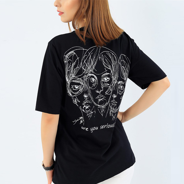 Özel Tasarım Siyah Penye Tişörtler (DTF Baskı)